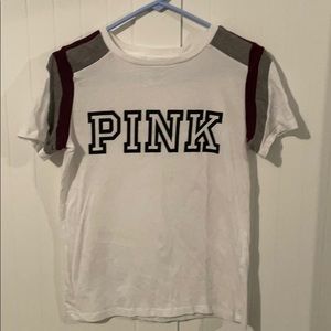 Victoria’s Secret PINK XS logo t shirt maroon gray